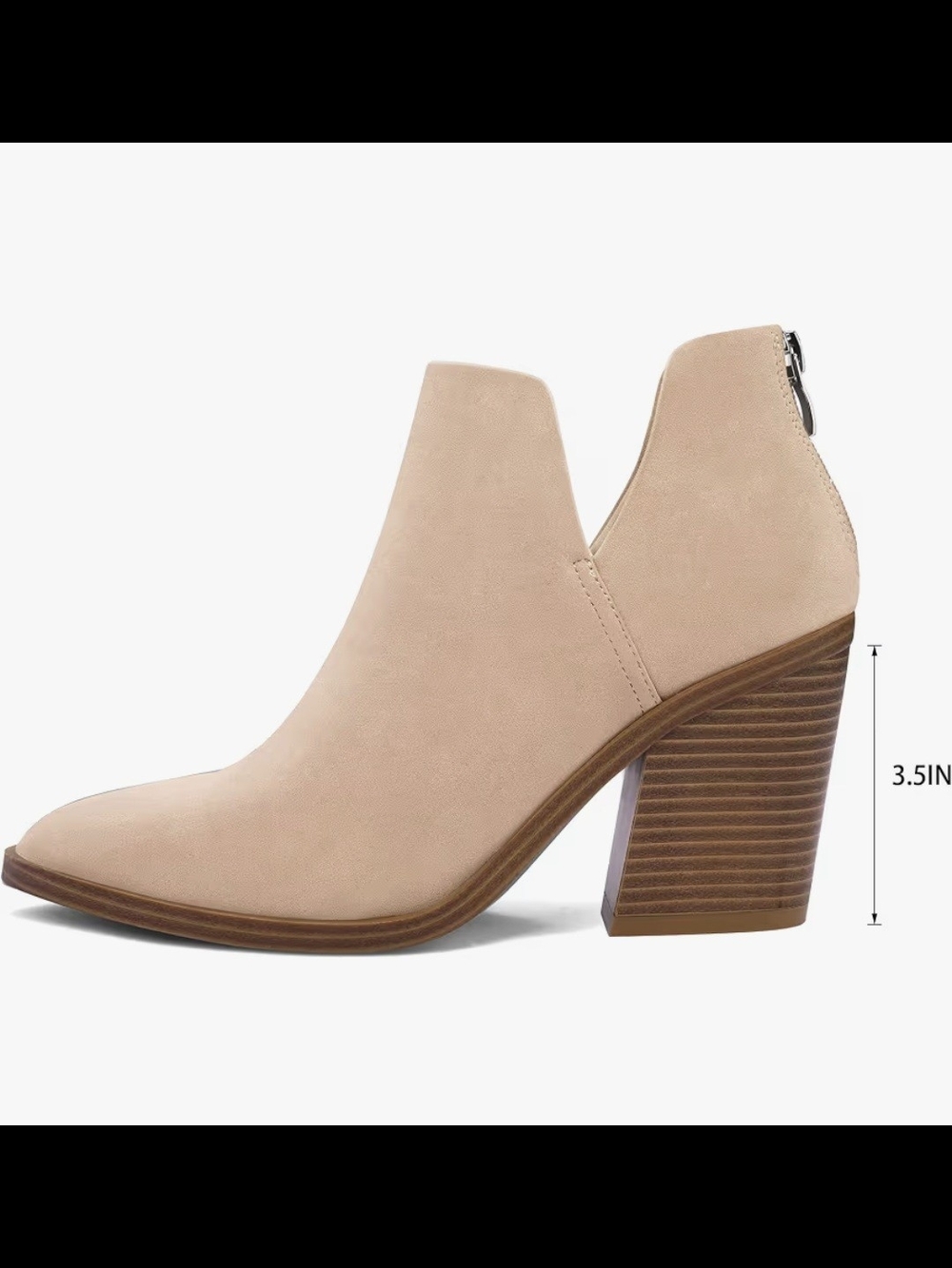 Women's Beige Suede Block Heel Ankle Boot